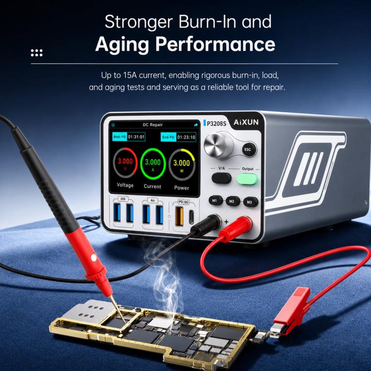 AiXUN P3208S Intelligent Adjustable DC Regulated Power Supply Meter Mobile Phone Repair Power Supply, EU Plug, US Plug