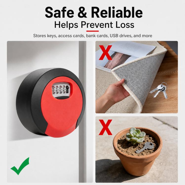 Oversized Circular Key Lock Box Waterproof 4 Digit Combination Security Storage Case