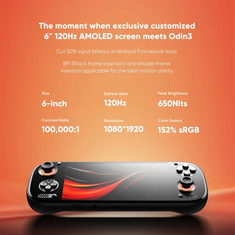 AYN ODIN3 Handheld Game Console 6 Inch 120Hz Hall Joystick, 12GB+256GB, 16GB+512GB