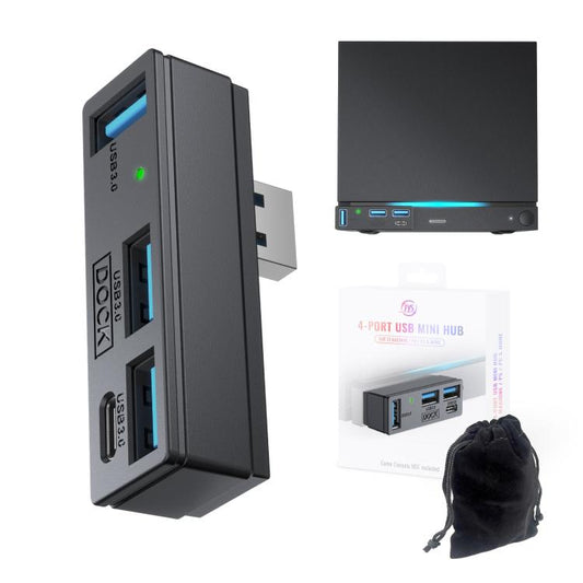 JYS 4-Port USB 3.0 Mini Hub For Steam Machine & PS5 Multi-Port USB Expander With 3 USB-A & 1 USB-C Port, USB 3.0 Mini Hub