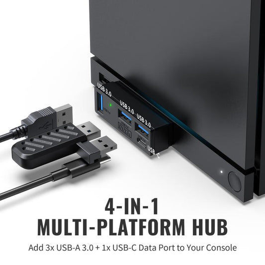 JYS 4-Port USB 3.0 Mini Hub For Steam Machine & PS5 Multi-Port USB Expander With 3 USB-A & 1 USB-C Port, USB 3.0 Mini Hub