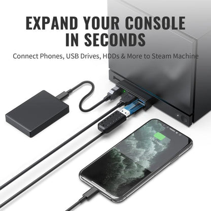 JYS 4-Port USB 3.0 Mini Hub For Steam Machine & PS5 Multi-Port USB Expander With 3 USB-A & 1 USB-C Port, USB 3.0 Mini Hub