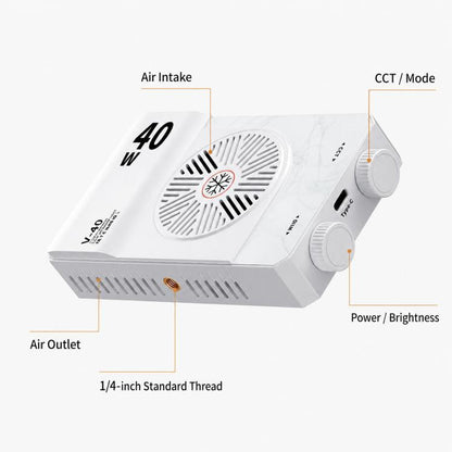 V-40 Portable 40W LED Video Light 2500K-9000K CRI 96+ Rechargeable Pocket Photography Light Panel, V-40