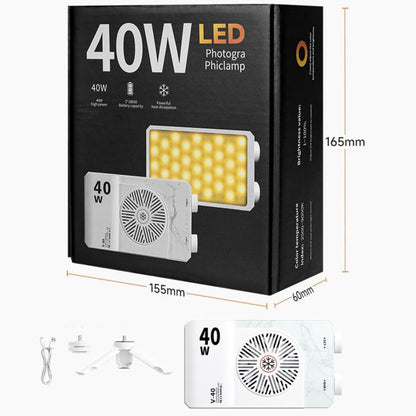 V-40 Portable 40W LED Video Light 2500K-9000K CRI 96+ Rechargeable Pocket Photography Light Panel, V-40