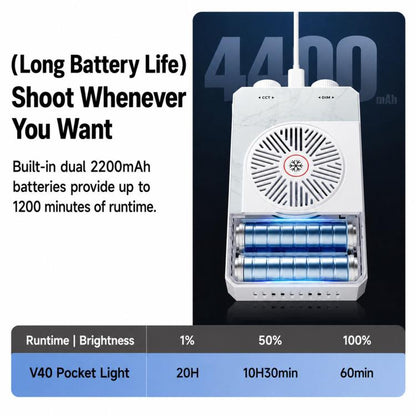 V-40 Portable 40W LED Video Light 2500K-9000K CRI 96+ Rechargeable Pocket Photography Light Panel, V-40