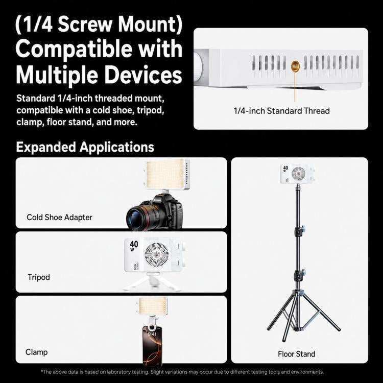 V-40 Portable 40W LED Video Light 2500K-9000K CRI 96+ Rechargeable Pocket Photography Light Panel, V-40