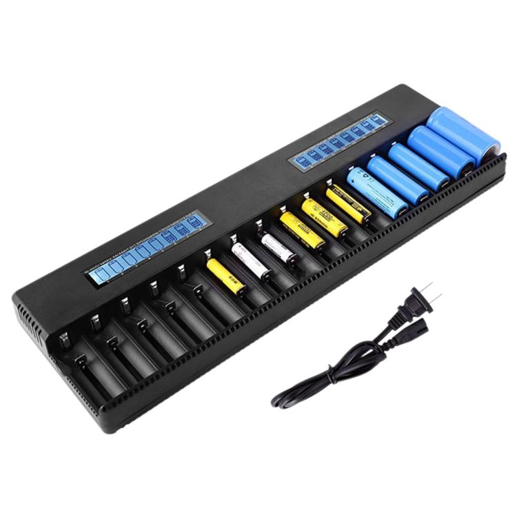 HD-5885 16-Slot Multifunctional LCD Lithium Battery Charger For 26650 / 21700 / 18650 Batteries, US Plug, EU Plug