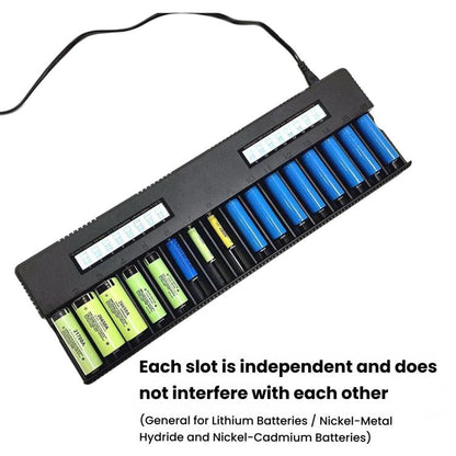 HD-5885 16-Slot Multifunctional LCD Lithium Battery Charger For 26650 / 21700 / 18650 Batteries, US Plug, EU Plug