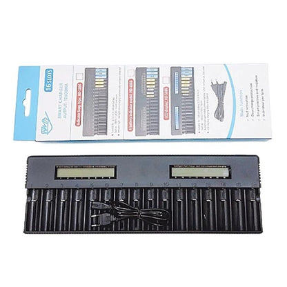 HD-5885 16-Slot Multifunctional LCD Lithium Battery Charger For 26650 / 21700 / 18650 Batteries, US Plug, EU Plug