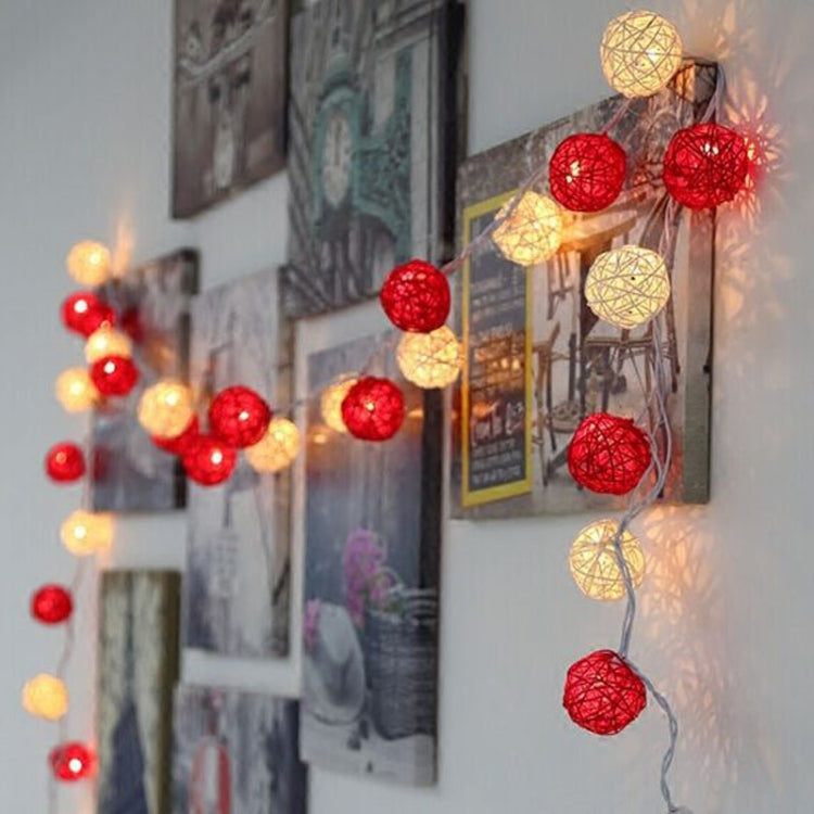 20 LEDs Rattan Balls Lights Fairy Holiday Christmas Outdoor LED Decorative Lamp