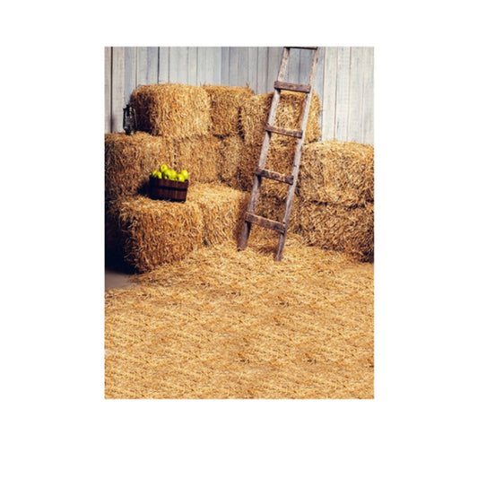 Toile de fond photographie de nouveau-né, scène de champ de blé avec tas de paille, 1,5m x 2,1m