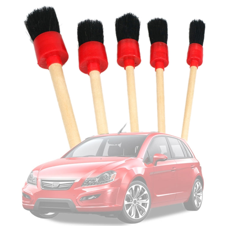 5 Pcs Car Detailing Brush Cleaning Natural Boar Hair Brushes Auto Detail Tools Products Wheels Dashboard, 5 in 1 White, 5 in 1 Random Color Delivery, 5 in 1 Black