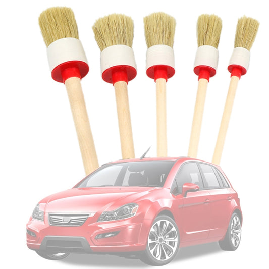 Brosses de nettoyage de détail de voiture 5 pièces, poils de sanglier naturels, outils de détail automatique, produits pour roues et tableau de bord, 5 en 1 Noir, 5 en 1 Blanc, 5 en 1 Couleurs aléatoires