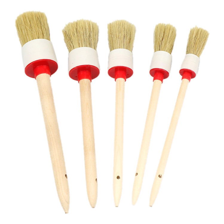 5 Pcs Car Detailing Brush Cleaning Natural Boar Hair Brushes Auto Detail Tools Products Wheels Dashboard, 5 in 1 White, 5 in 1 Random Color Delivery, 5 in 1 Black