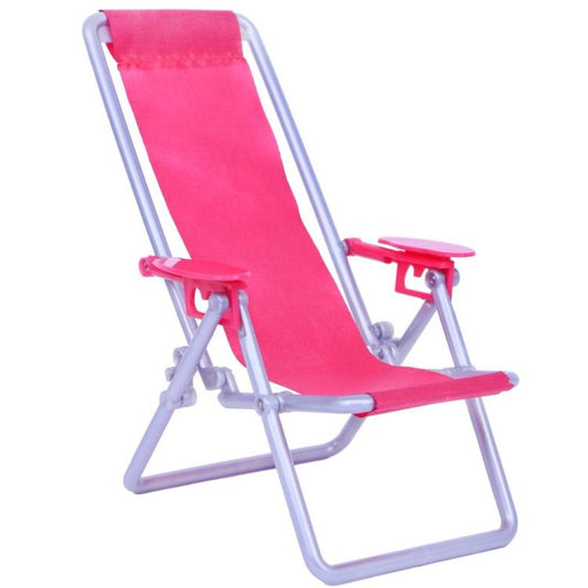 Chaise longue de plage pliante en toile 1:6 pour poupée, chaise longue de plage pliante en toile