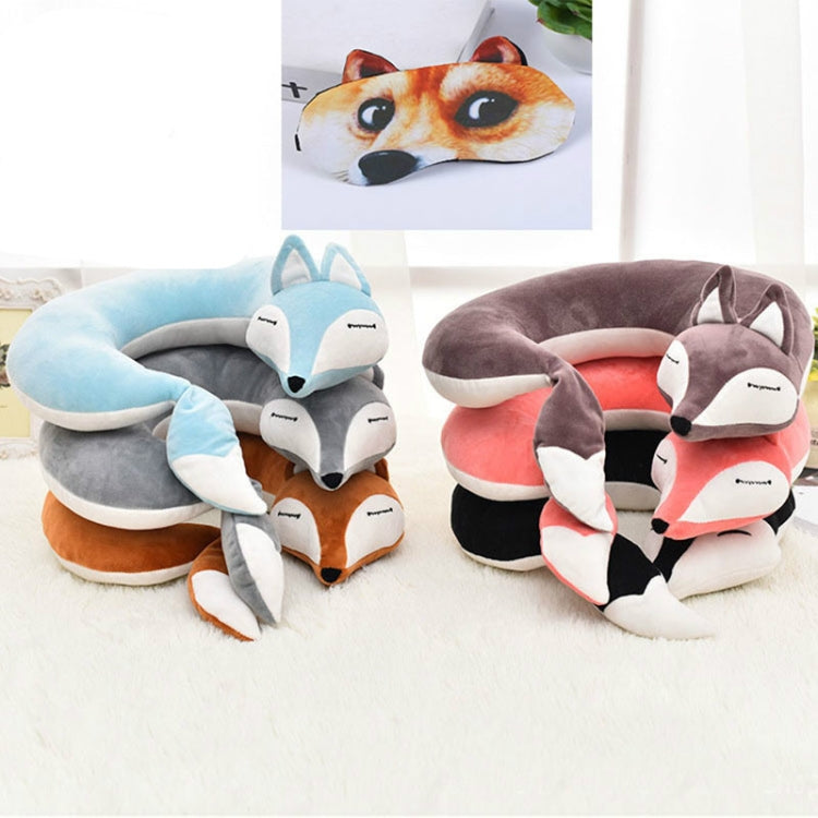 Joli oreiller de voyage en coton peluche en forme de U motif renard pour voiture, avion, 30x30x8cm