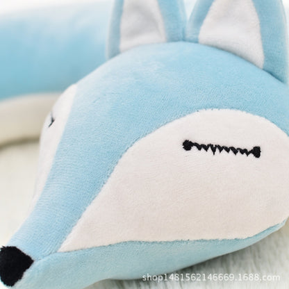 Joli oreiller de voyage en coton peluche en forme de U motif renard pour voiture, avion, 30x30x8cm