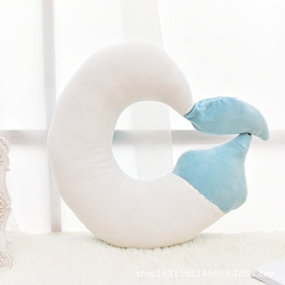 Joli oreiller de voyage en coton peluche en forme de U motif renard pour voiture, avion, 30x30x8cm