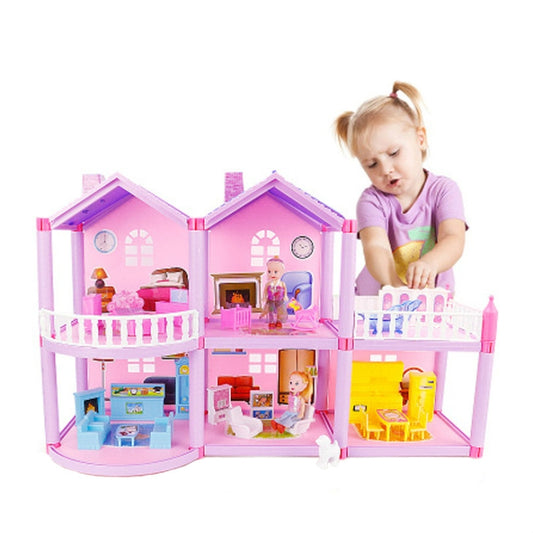 DIY Montiertes Miniatur Prinzessinnen-Puppenhaus Kleine Villa Simulation Traumhaus Mädchenspielzeug, Miniatur Prinzessinnen-Puppenhaus