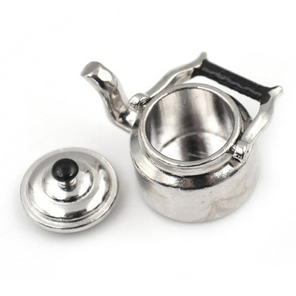 Bouilloire miniature en métal pour maison de poupée, jouet de cuisine classique, bouilloire en métal