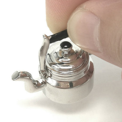 Bouilloire miniature en métal pour maison de poupée, jouet de cuisine classique, bouilloire en métal