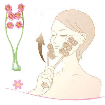 Manual Roller Face Massager Face Beauty Instrument Facial Double Chin Tool, Pink, Blue