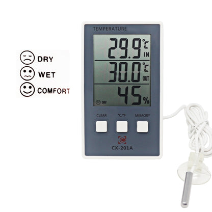CX-201A LCD Digital Weather Station Thermometer Hygrometer Indoor  Outdoor Temperature Humidity Meter with Temperature Sensor, CX-201A
