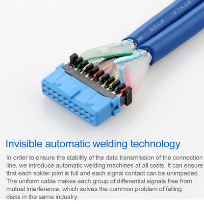 50CM USB3.0 Data Cable Motherboard 20p To Dual Usb3.0 Baffle Line With Ear, 50cm 20Pin