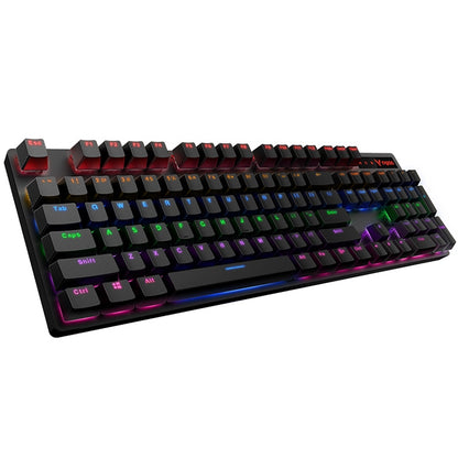 Rapoo V500 PRO Mixed Light 104 Keys Desktop Laptop Computer Game Esports Office Home Typing Wired Mechanical Keyboard, Black Shaft, Green Shaft, Tea Shaft, Red Shaft