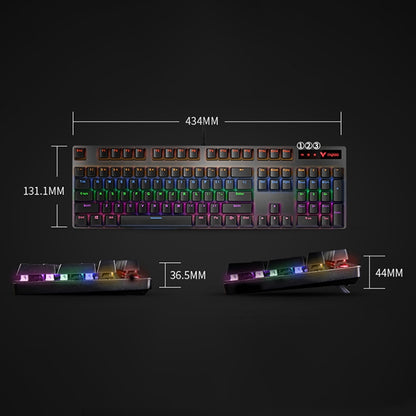 Rapoo V500 PRO Mixed Light 104 Keys Desktop Laptop Computer Game Esports Office Home Typing Wired Mechanical Keyboard, Black Shaft, Green Shaft, Tea Shaft, Red Shaft