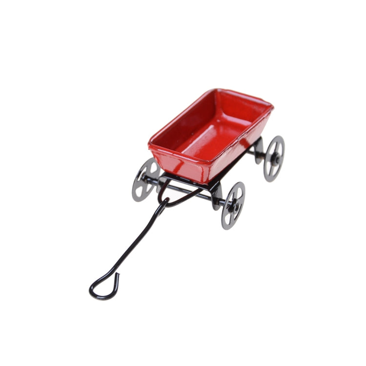 1:12 Mini mignonne maison de poupée miniature en métal rouge petit chariot de jardin jouet accessoire de mobilier pour la décoration de la maison cadeau, petit chariot rouge
