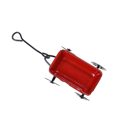 1:12 Mini mignonne maison de poupée miniature en métal rouge petit chariot de jardin jouet accessoire de mobilier pour la décoration de la maison cadeau, petit chariot rouge