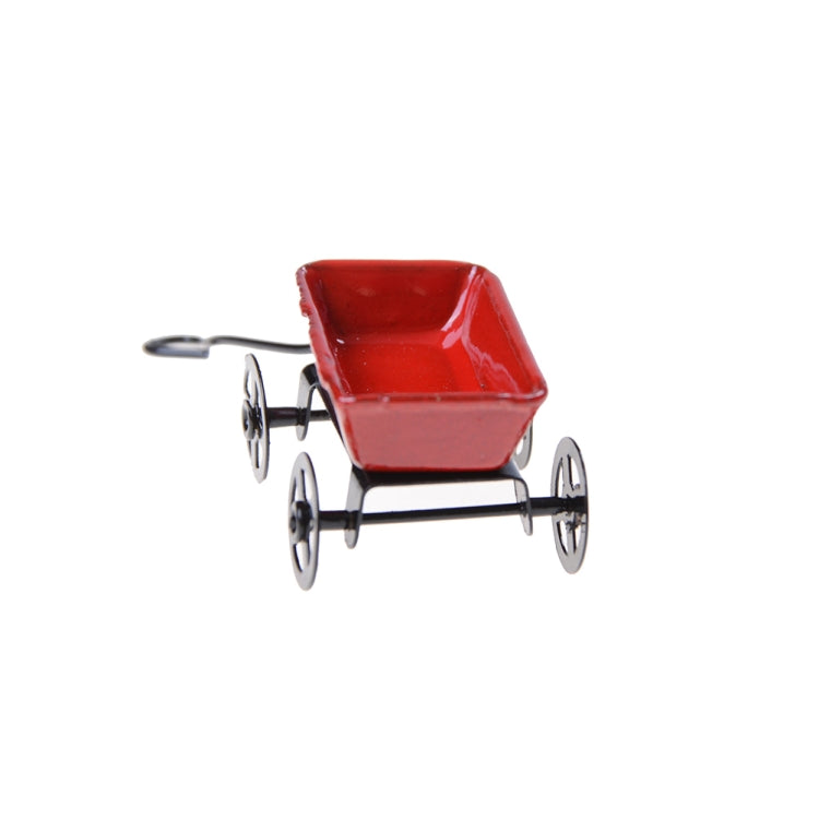 1:12 Mini mignonne maison de poupée miniature en métal rouge petit chariot de jardin jouet accessoire de mobilier pour la décoration de la maison cadeau, petit chariot rouge
