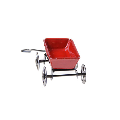 1:12 Mini mignonne maison de poupée miniature en métal rouge petit chariot de jardin jouet accessoire de mobilier pour la décoration de la maison cadeau, petit chariot rouge