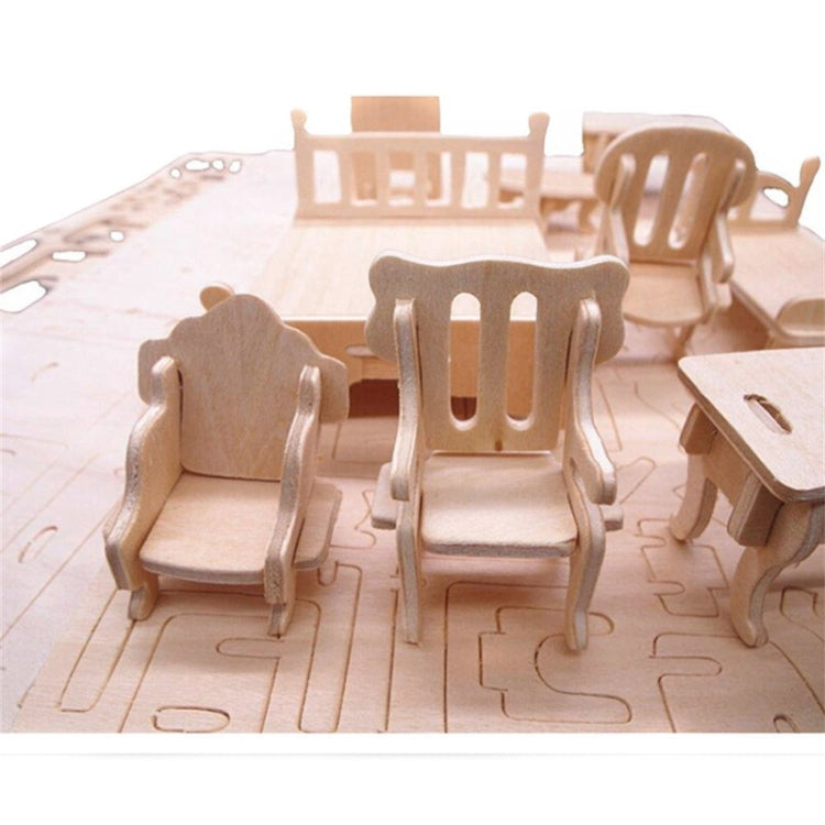Miniatur-Puppenmöbel 3D-Holzpuzzle DIY Architekturmodell Kinderspielzeug Geschenke, 3D-Holzpuzzle