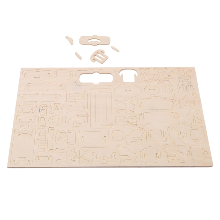 Miniatur-Puppenmöbel 3D-Holzpuzzle DIY Architekturmodell Kinderspielzeug Geschenke, 3D-Holzpuzzle