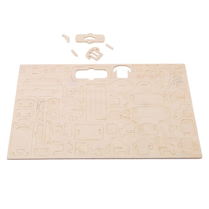 Miniatur-Puppenmöbel 3D-Holzpuzzle DIY Architekturmodell Kinderspielzeug Geschenke, 3D-Holzpuzzle