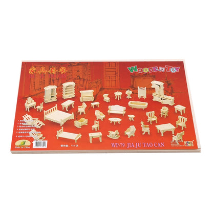 Miniatur-Puppenmöbel 3D-Holzpuzzle DIY Architekturmodell Kinderspielzeug Geschenke, 3D-Holzpuzzle
