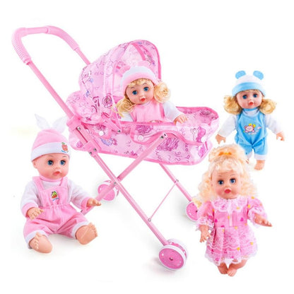 Poussette pliante pour poupées avec auvent en fer, Poussette en fer