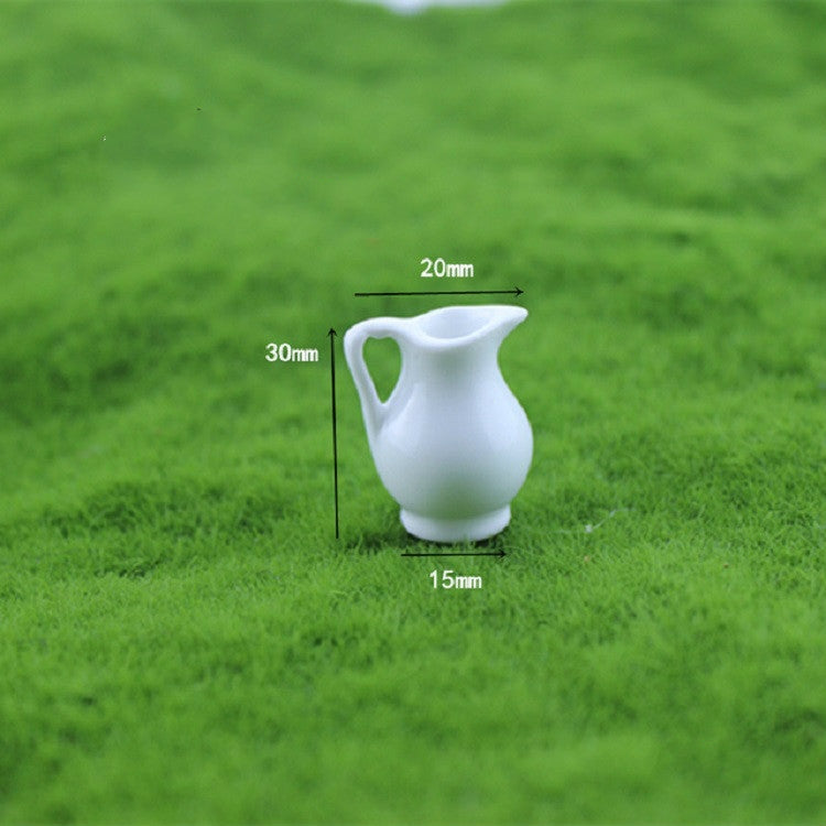 3 mini accessoires de maison de poupée en céramique, vase en céramique