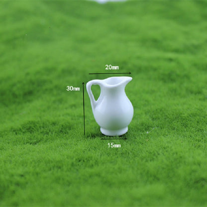 3 mini accessoires de maison de poupée en céramique, vase en céramique