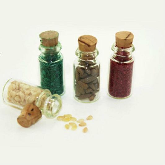4 PCS / Set Accessoires de cuisine pour maison de poupée Bouteille en verre miniature pour aliments, Bouteille en verre pour aliments