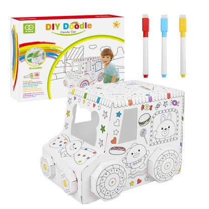 3D Graffiti Assembling DIY Manual Folding Paperboard Children Educational Toys, Lucky Sheep, Mini Circus, Candy Car
