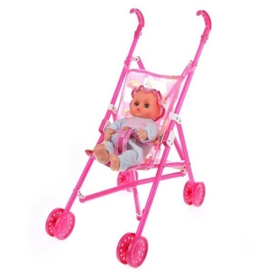 Mini-maison de poupée en plastique, ensemble de poussette pour bébé, jouets éducatifs pour enfants, livraison de couleur aléatoire, ensemble de poussette pour bébé