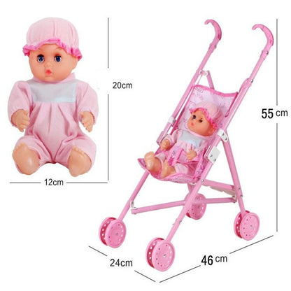 Mini-maison de poupée en plastique, ensemble de poussette pour bébé, jouets éducatifs pour enfants, livraison de couleur aléatoire, ensemble de poussette pour bébé