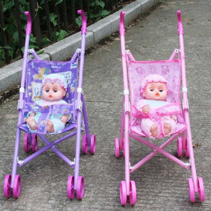 Mini-maison de poupée en plastique, ensemble de poussette pour bébé, jouets éducatifs pour enfants, livraison de couleur aléatoire, ensemble de poussette pour bébé