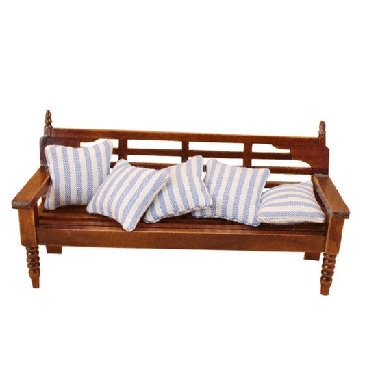 Mini-mobilier de maison de poupée banc en bois avec oreillers, banc en bois