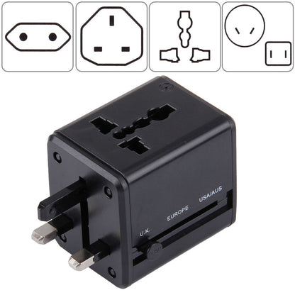 World-Wide Universal Travel Concealable Plugs Adapter with & Built-in Dual USB Ports Charger for US, UK, AU, EU