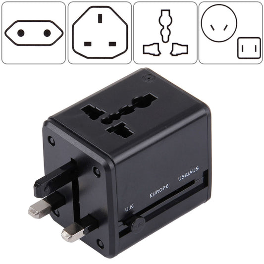 Adaptateur universel de voyage dissimulable avec double chargeur USB intégré pour prises US, UK, AU, EU