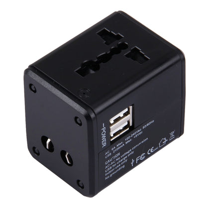 World-Wide Universal Travel Concealable Plugs Adapter with & Built-in Dual USB Ports Charger for US, UK, AU, EU